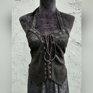 Killstar Lace Up Halter Top ~ Rare Deadstock